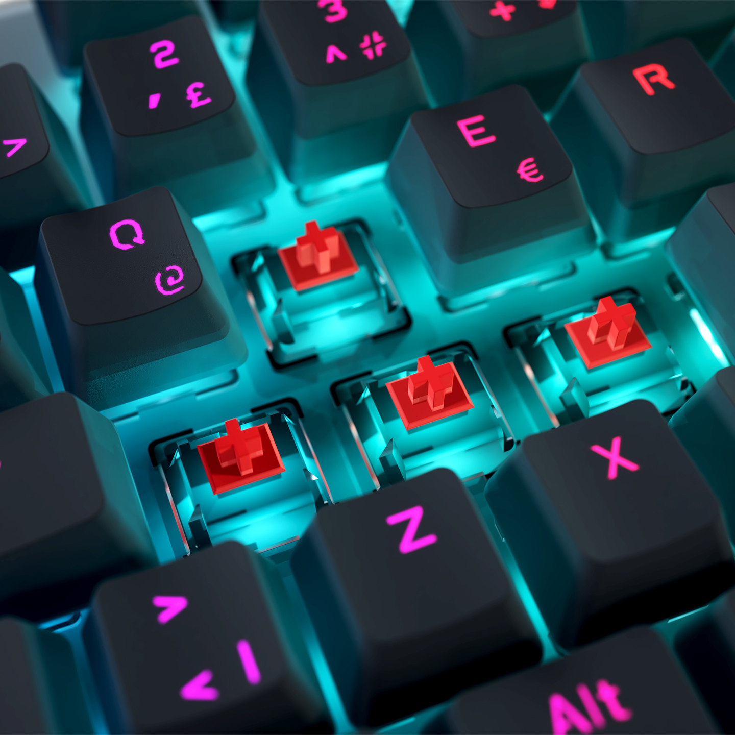 Rampage Carbon Siyah RGB Q Gaming Oyuncu Klavye Bilek Destekli Red Switch